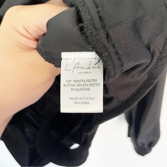 NWT L'Academie REVOLVE Black Long Sleeve Surplice Satin Bodysuit Size Small - Picture 8 of 10